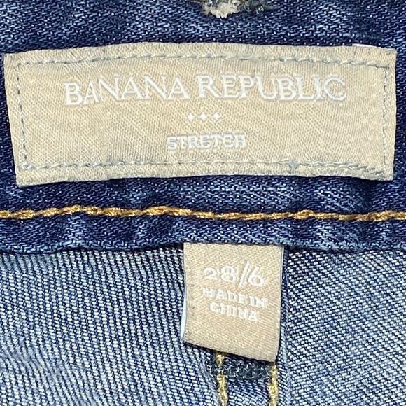 BANANA Republic Stretch Blue Cuff Cropp Jeans 28/6 - Picture 10 of 11